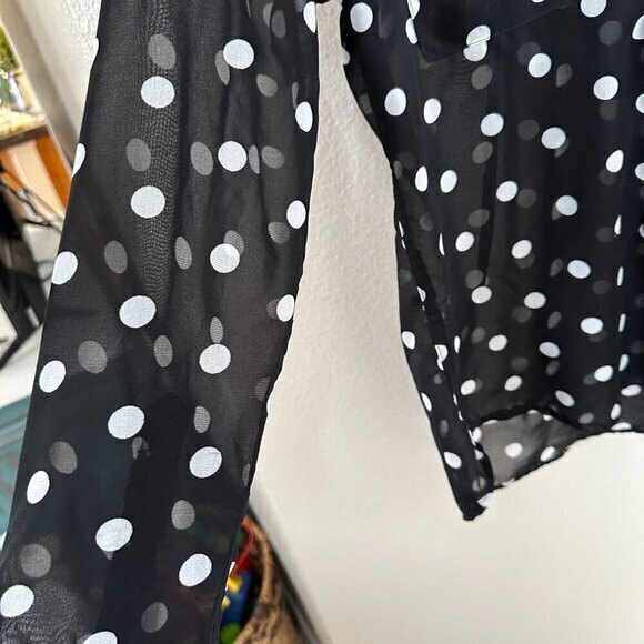 Hurley Black and White Polka Dot‎ Womens Long Sleeve Blouse Size Large - Picture 5 of 7